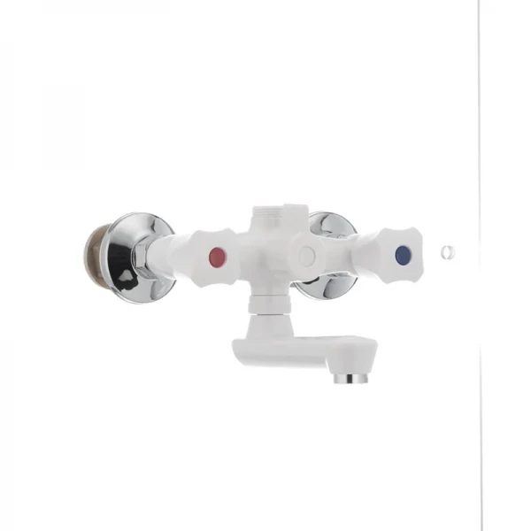 Змішувач для ванни PLAMIX Omega-142 білий з abs-пластику, двовентильний (PM0021)