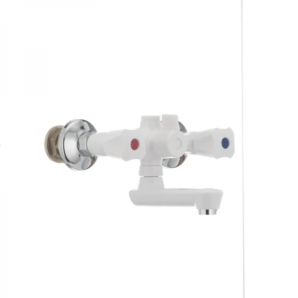 Змішувач для ванни PLAMIX Omega-142 білий з abs-пластику, двовентильний (PM0021)