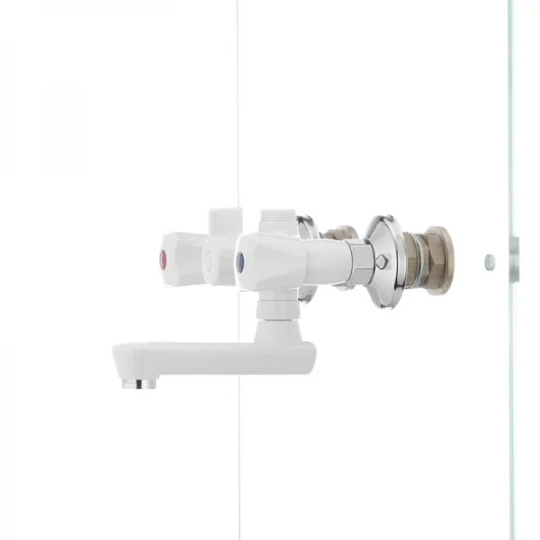 Змішувач для ванни PLAMIX Omega-142 білий з abs-пластику, двовентильний (PM0021)