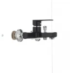 Смеситель для ванны Plamix Oscar-009 черный глянцевый из ABS-пластика, однорычажный, без шланга и лейки (PM0027)
