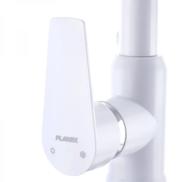 Змішувач для кухні Plamix Mario-017 білий з ABS-пластику, одноважільний високий (PM0608)