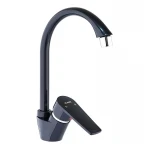 Смеситель для кухни Plamix Oscar-011 из ABS-пластика черный с высоким поворотным изливом (PM0616)