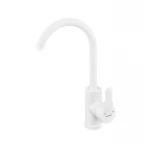Смеситель для кухни Plamix Diego-011 белый ABS-пластик с высоким поворотным изливом (PM0657)