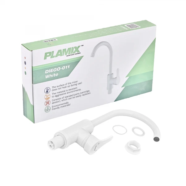 Смеситель для кухни Plamix Diego-011 White (без подвода) (PM0657)