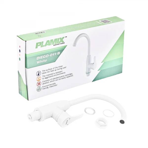 Смеситель для кухни Plamix Diego-011-B White (без подвода) (PM0658)