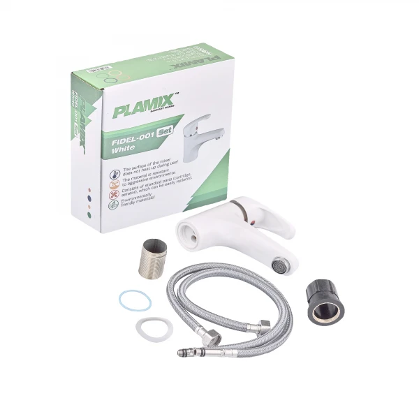 Смеситель для умывальника Plamix Fidel-001 SET White (с подводом) (PM0659)