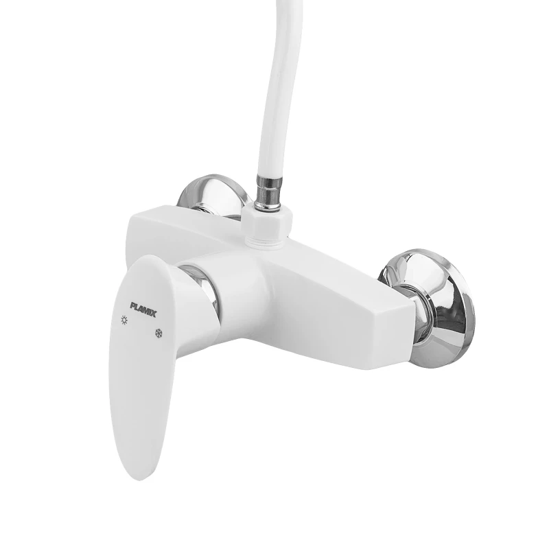 Смеситель для душевой кабины Plamix Cezar-003 SET White (со шлангом, лейкой и кронштейном) (PM0665)