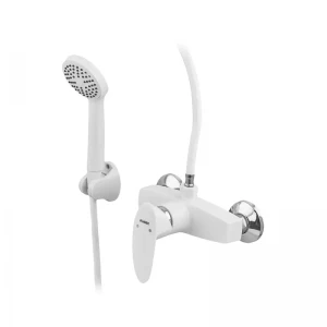 Смеситель для душевой кабины Plamix Cezar-003 SET White (со шлангом, лейкой и кронштейном) (PM0665) Смеситель для душевой кабины Plamix Cezar-003 SET White (со шлангом, лейкой и кронштейном) (PM0665)