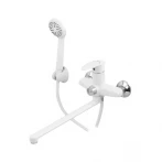 Смеситель для ванны Plamix Cezar-006 EURO SET White (со шлангом, лейкой и кронштейном) (PM0666)