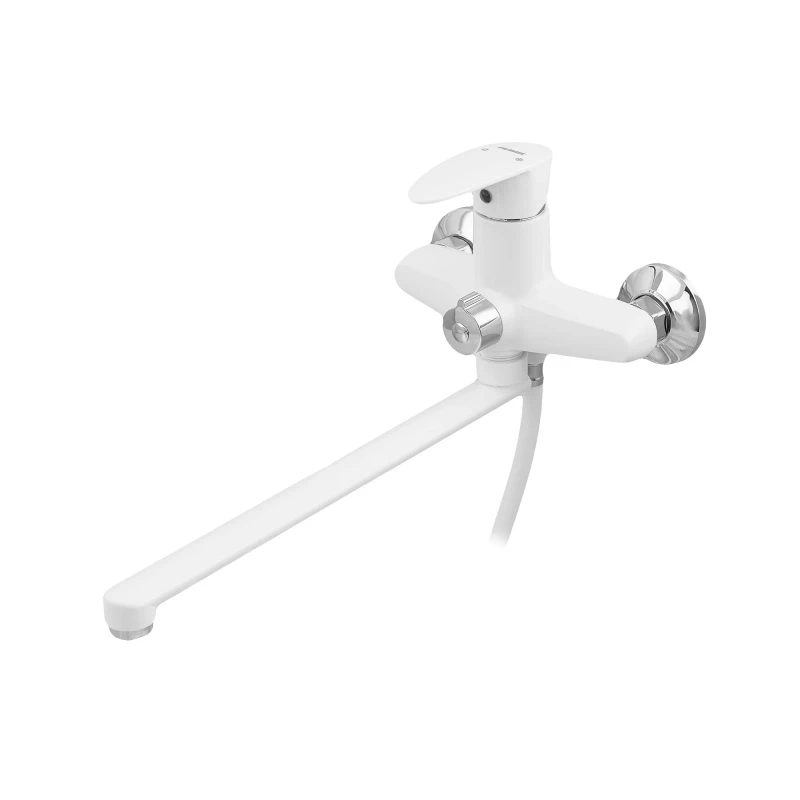 Смеситель для ванны Plamix Cezar-006 EURO SET White (со шлангом, лейкой и кронштейном) (PM0666)
