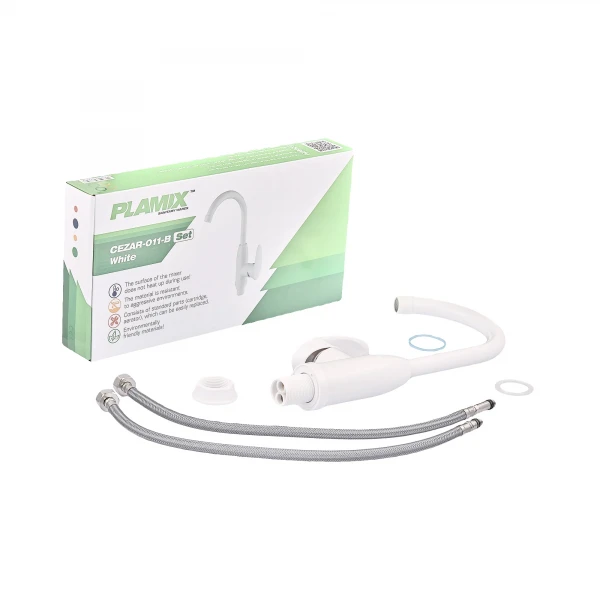 Смеситель для кухни Plamix Cezar-011-B SET White (с подводкой) (PM0667)