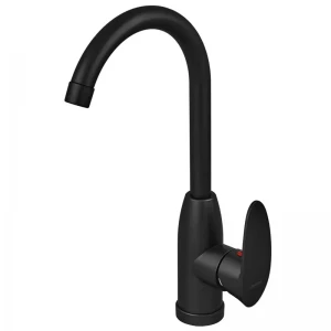 Смеситель для кухни PLAMIX Cezar-011-B SET из ABS-пластика черный матовый с высоким поворотным изливом (PM0668)