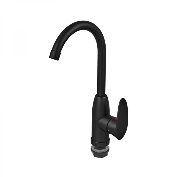 Смеситель для кухни Plamix Cezar-011-B SET Matte black (с подводкой) (PM0668)