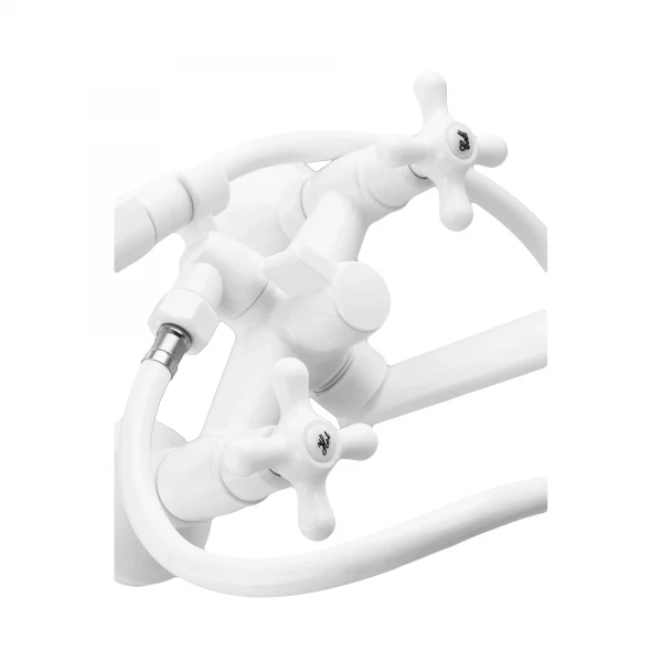 Смеситель для ванны Plamix Pablo -140 EURO SET White (со шлангом и лейкой) (PM0670)