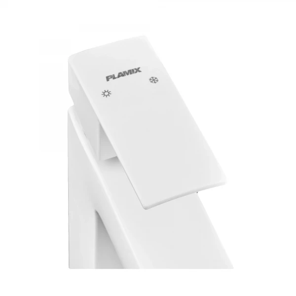 Змішувач для умивальника Plamix Kubus-001 SET з ABS-пластику білий з гнучким підведенням (PM0671)
