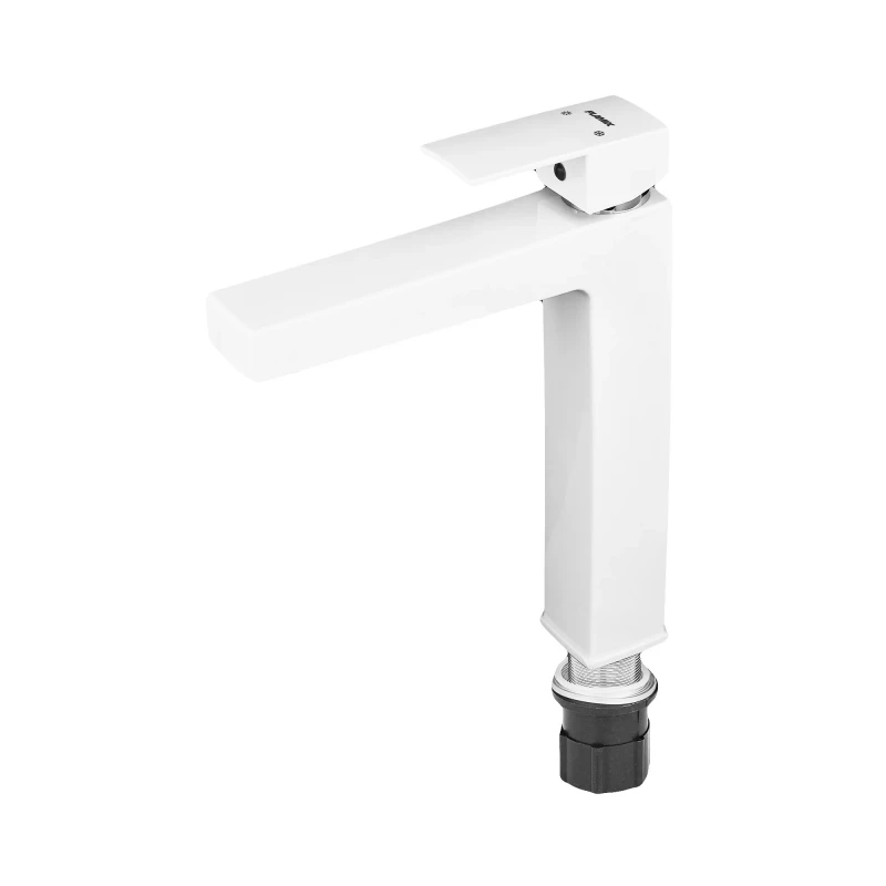 Смеситель для умывальника Plamix Kubus-001 HIGH SET White (с подводом) (PM0672)