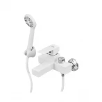 Смеситель для ванны Plamix Kubus-009 EURO SET White (со шлангом, лейкой и кронштейном) (PM0673)