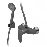 Смеситель для душевой кабины Plamix CEZAR-003 SET Graphite, со шлангом, лейкой и кронштейном (PM0689)