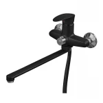 Смеситель для ванны Plamix CEZAR-006 EURO SET Matte black, со шлангом, лейкой и кронштейном (PM0690)