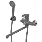 Смеситель для ванны Plamix CEZAR-006 EURO SET Graphite, со шлангом, лейкой и кронштейном (PM0691)