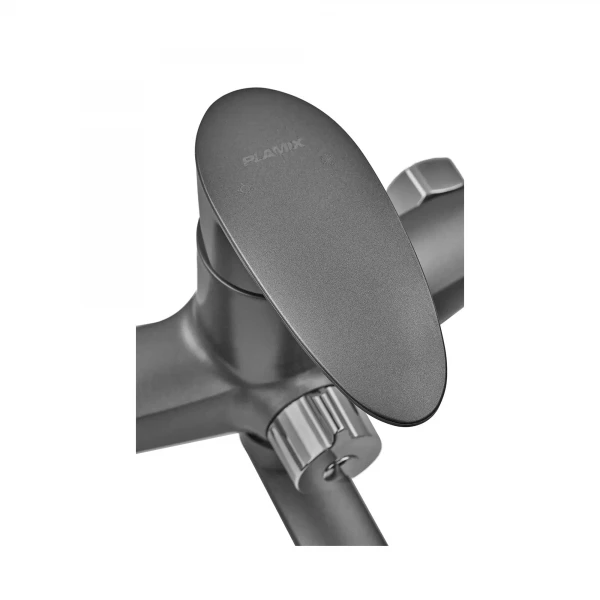 Смеситель для ванны Plamix CEZAR-006 EURO SET Graphite, со шлангом, лейкой и кронштейном (PM0691)
