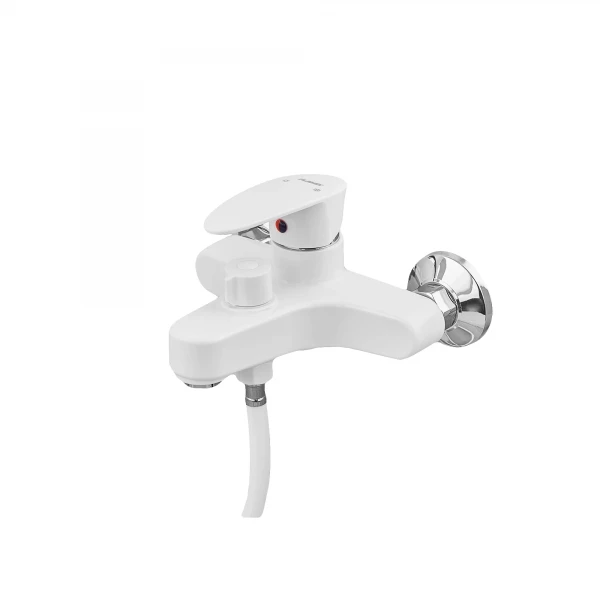 Смеситель для ванны Plamix CEZAR-009 EURO SET White, со шлангом, лейкой и кронштейном (PM0692)