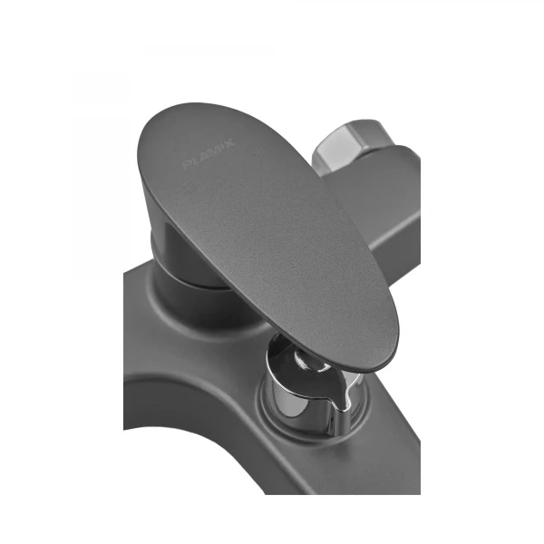 Смеситель для ванны Plamix CEZAR-009 EURO SET Graphite, со шлангом, лейкой и кронштейном (PM0694)