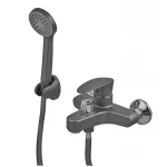 Смеситель для ванны Plamix CEZAR-009 EURO SET Graphite, со шлангом, лейкой и кронштейном (PM0694)