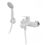 Змішувач для ванни Plamix Lucas-009 EURO SET пластиковий білий з коротким зливом та душовим набором (PM0708)