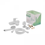 Змішувач для ванни Plamix Lucas-009 EURO SET пластиковий білий з коротким зливом та душовим набором (PM0708)