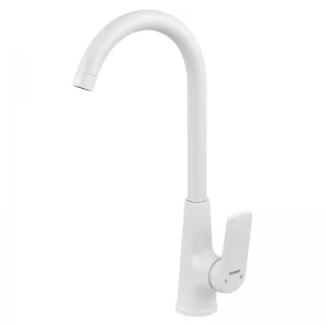Смеситель для кухни Plamix Lucas-011 SET белый ABS-пластик с поворотным изливом (PM0714)