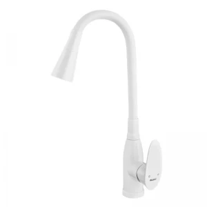 Змішувач для кухні PLAMIX CEZAR-011-B SET WHITE REFL.WHITE з силіконовим виливом, з підведенням (PM0718)