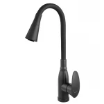 Змішувач для кухні PLAMIX CEZAR-011-B SET MATTE BLACK REFL.BLACK з силіконовим виливом, з підведенням (PM0719)