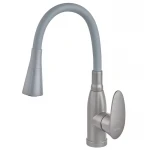 Змішувач для кухні PLAMIX CEZAR-011-B SET GRAPHITE REFL.GRAY з силіконовим виливом, з підведенням (PM0720)