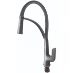 Змішувач для кухні Plamix Lucas-017 SET Graphite Refl.Grey з підведенням (Колір графіт+сил.вилив сірий) (PM0723)