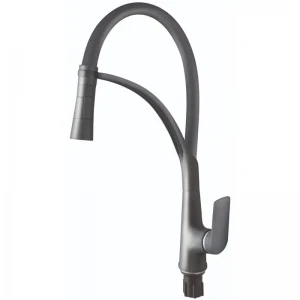 Змішувач для кухні Plamix Lucas-017 SET Graphite Refl.Grey з підведенням (Колір графіт+сил.вилив сірий) (PM0723)