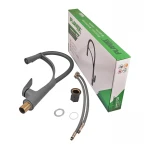 Змішувач для кухні PLAMIX Lucas-017 SET графіт/сірий з гнучким силіконовим виливом (PM0723)