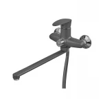 Смеситель для ванны Plamix Cezar-006 EURO SET пластиковый графитовый с длинным изливом (PM0747)