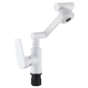 Смеситель для умывальника Plamix Oscar-001-FX SET White пластиковый с поворотным изливом и подводкой (PM6105)