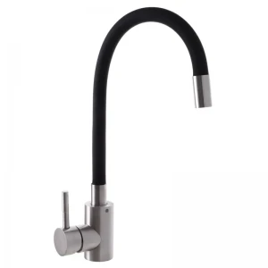 Смеситель для кухни с силиконовым изливом Mixxus SUS-011 Refl.Black (нерж. сталь) (SS0007)