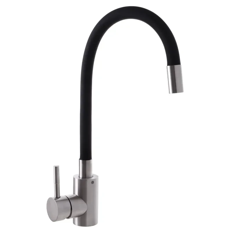 Смеситель для кухни с силиконовым изливом Mixxus SUS-011 Refl.Black (нерж. сталь) (SS0007)