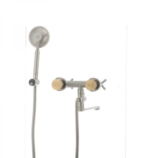 Смеситель для ванны MIXXUS DVE-006 из нержавеющей стали двухвентильный с длинным изливом (SS0034)