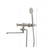 Смеситель для ванны MIXXUS DVE-006 из нержавеющей стали двухвентильный с длинным изливом (SS0034)