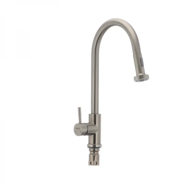 Смеситель для кухни Mixxus SUS-014-A с выдвижной лейкой из нерж. стали SUS304 (SS2815)