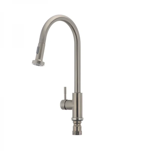 Смеситель для кухни Mixxus SUS-014-A с выдвижной лейкой из нерж. стали SUS304 (SS2815)