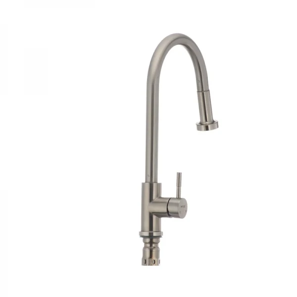 Смеситель для кухни Mixxus SUS-014-A с выдвижной лейкой из нерж. стали SUS304 (SS2815)