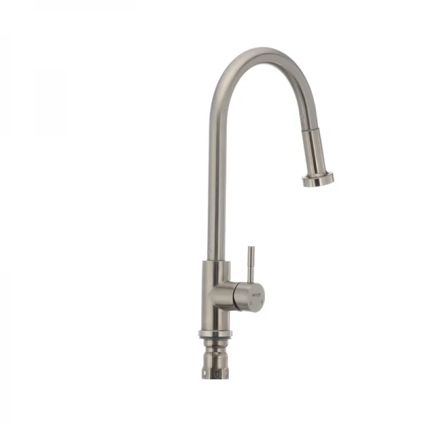 Смеситель для кухни Mixxus SUS-014-A с выдвижной лейкой из нерж. стали SUS304 (SS2815)