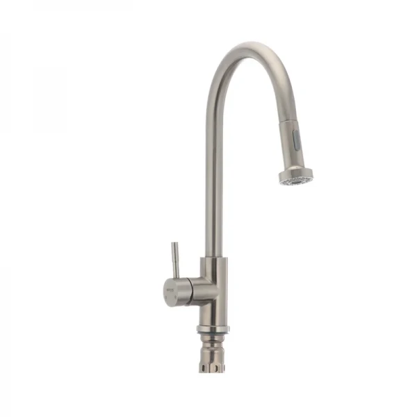 Смеситель для кухни Mixxus SUS-014-A с выдвижной лейкой из нерж. стали SUS304 (SS2815)