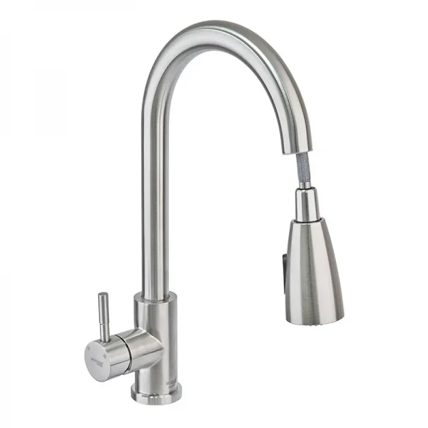 Смеситель для кухни с выдвижной лейкой Mixxus SUS-014-B из нерж. стали SUS304 (SS2816)