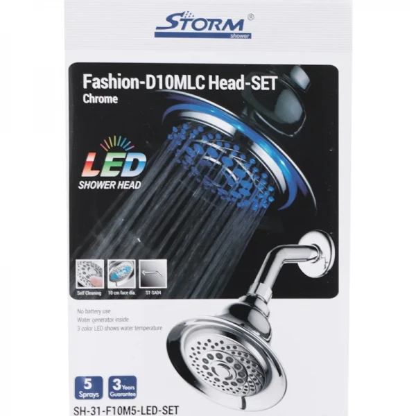Стельова лійка для душу STORM SH-31-F10M5-LED-SET хромована з LED-підсвічуванням, 5 режимів (ST0019)